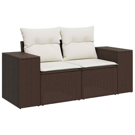 Loungegrupp för trädgården med dynor 5 delar brun konstrotting