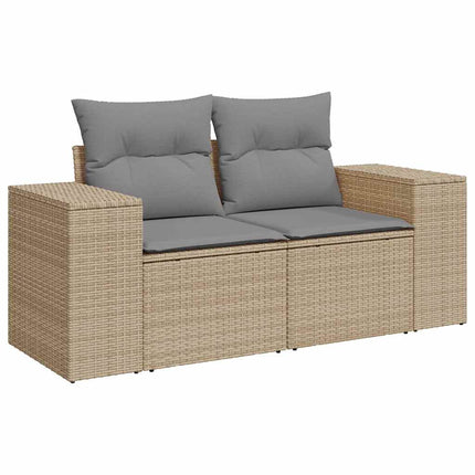Soffgrupp för trädgården med dynor 9 delar beige konstrotting