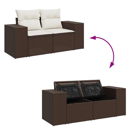 Loungegrupp för trädgården med dynor 8 delar brun konstrotting