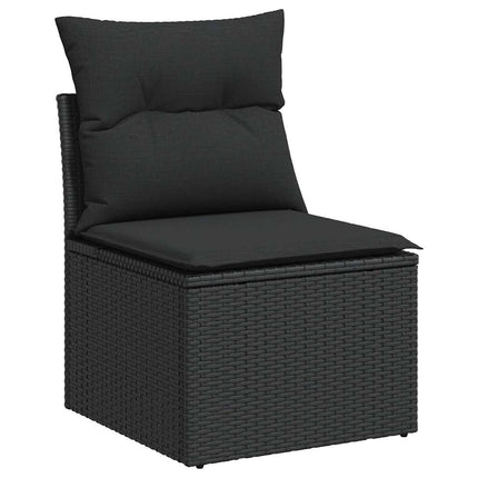 Loungegrupp med dynor 6 delar svart konstrotting