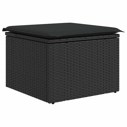Loungegrupp med dynor 6 delar svart konstrotting