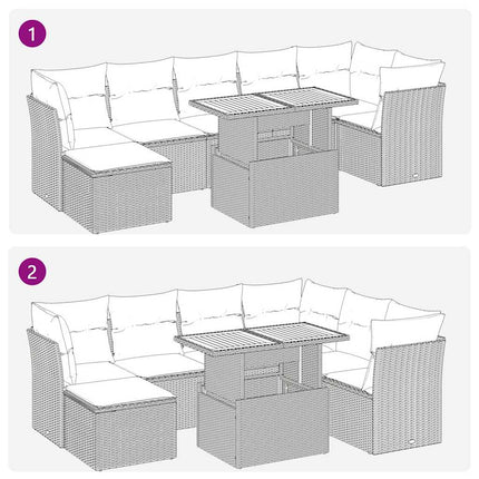 Loungegrupp för trädgården med dynor 8 delar grå konstrotting