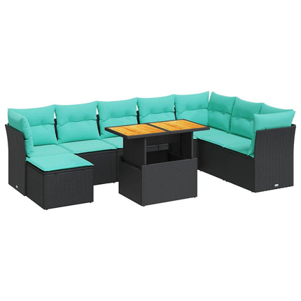 Loungegrupp med dynor 6 delar svart konstrotting