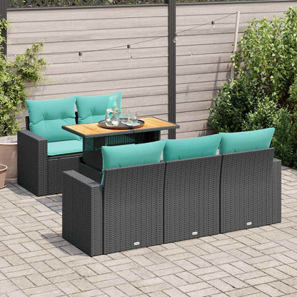Loungegrupp med dynor 6 delar svart konstrotting