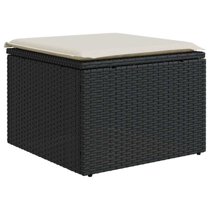 Loungegrupp med dynor 6 delar svart konstrotting