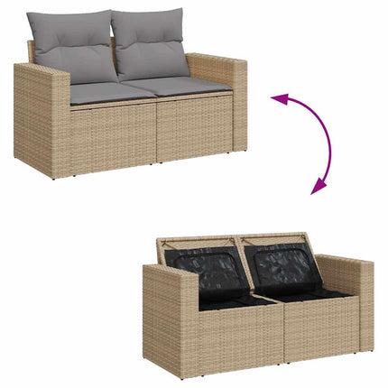 Soffgrupp för trädgården med dynor 6 delar beige konstrotting