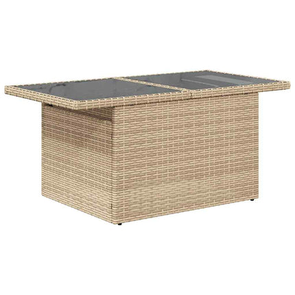 Matgrupp för trädgården med dynor 7 delar beige konstrotting