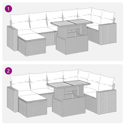 Loungegrupp för trädgården med dynor 8 delar grå konstrotting