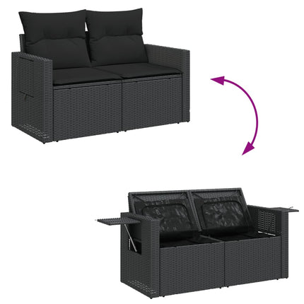 Loungegrupp med dynor 6 delar svart konstrotting