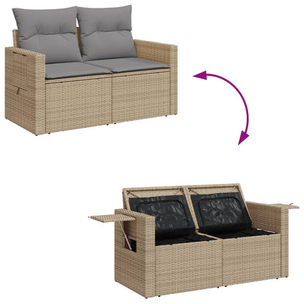 Soffgrupp för trädgården med dynor 6 delar beige konstrotting