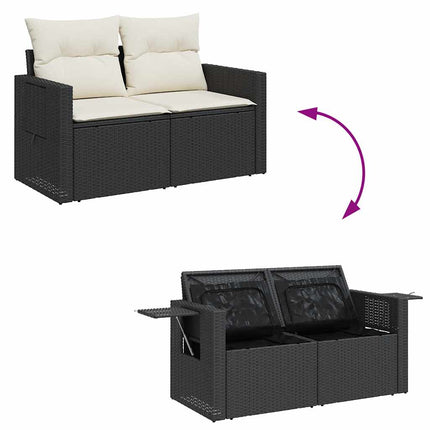 Loungegrupp för trädgården med dynor 5 delar svart konstrotting