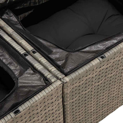 Loungegrupp för trädgården med dynor 5 delar konstrotting grå