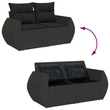 Loungegrupp med dynor 6 delar svart konstrotting