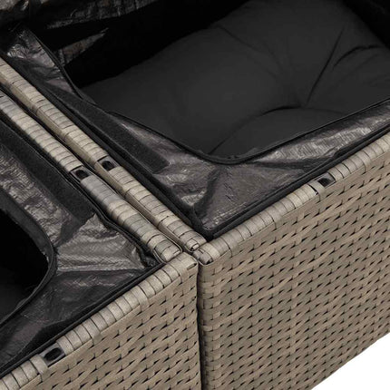 Loungegrupp för trädgården med dynor 6 delar grå konstrotting