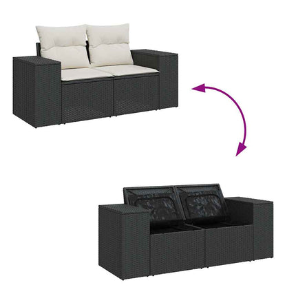 Loungegrupp för trädgården med dynor 8 delar svart konstrotting