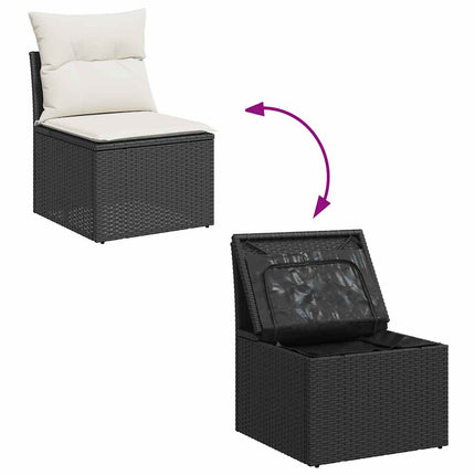 Loungegrupp för trädgården med dynor 5 delar svart konstrotting