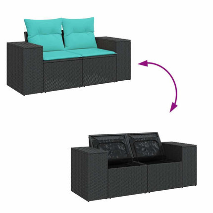 Loungegrupp 10 delar med svarta dynor konstrotting