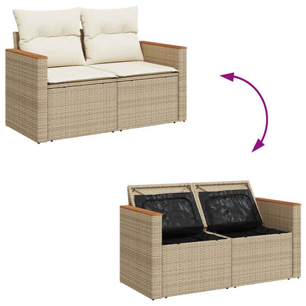 Soffgrupp för trädgården med dynor 5 delar beige konstrotting