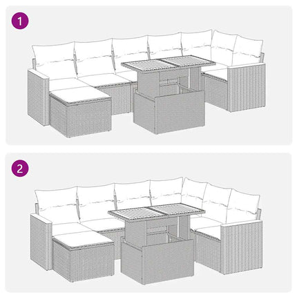 Trädgårdssoffset med dynor 8 delar svart konstrotting akaciaträ