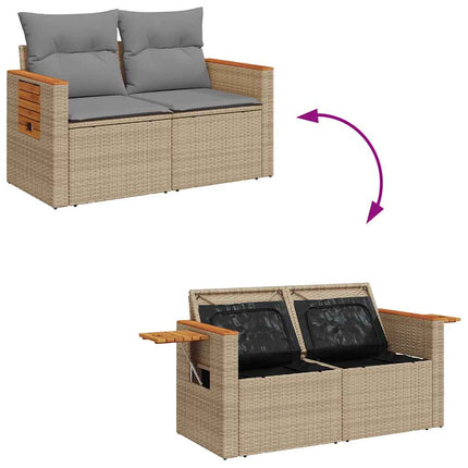 Soffgrupp för trädgården med dynor 5 delar beige konstrotting