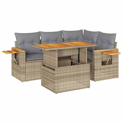 Soffgrupp för trädgården med dynor 5 delar beige konstrotting
