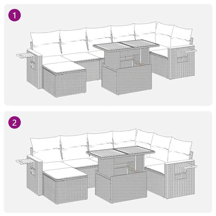 Trädgårdssoffset med dynor 8 delar beige konstrotting akaciaträ