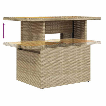 Trädgårdssoffset med dynor 6 delar beige konstrotting akaciaträ