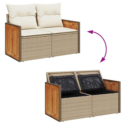 Soffgrupp för trädgården med dynor 5 delar beige konstrotting