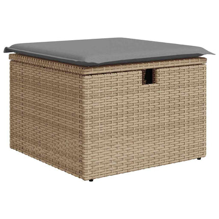 Matgrupp för trädgården med dynor 8 delar beige konstrotting