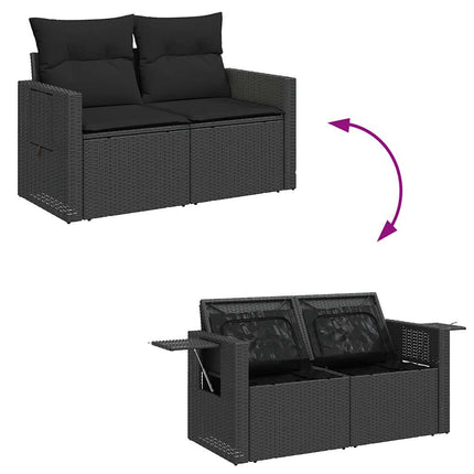 Loungegrupp med dynor 6 delar svart konstrotting