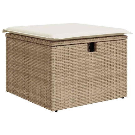 Matgrupp för trädgården med dynor 8 delar beige konstrotting