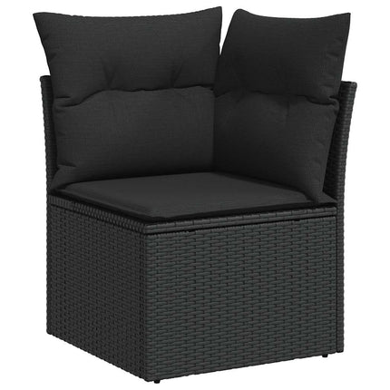 Trädgårdssoffset med dynor 5 delar svart konstrotting akacia