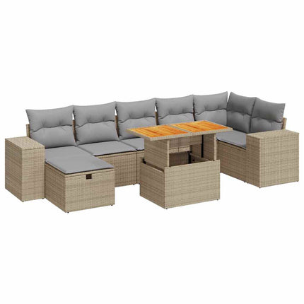 Trädgårdssoffset med dynor 5 delar beige konstrotting akacia