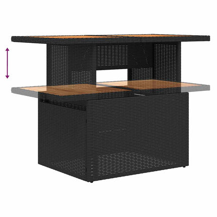 Trädgårdssoffset med dynor 6 delar svart konstrotting akaciaträ