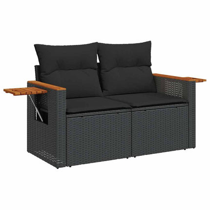 Loungegrupp för trädgården med dynor 8 delar svart konstrotting