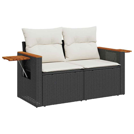 Loungegrupp för trädgården med dynor 8 delar svart konstrotting