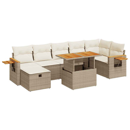 Soffgrupp för trädgården med dynor 5 delar beige konstrotting