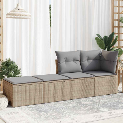 Trädgårdssoffset med dynor 2 delar beige konstrotting akaciaträ