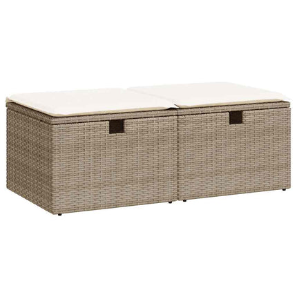 Trädgårdssoffset med dynor 2 delar beige konstrotting akaciaträ
