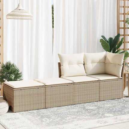 Trädgårdssoffset med dynor 2 delar beige konstrotting akaciaträ