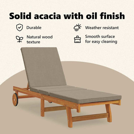 Solstol Reclining Brun 199 x 63 x 85 cm Massivt Akaciaträ