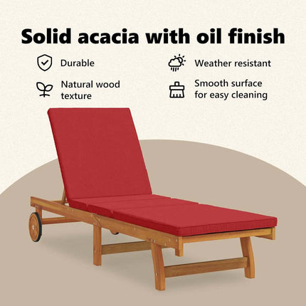 Solstol Reclining Brun 199 x 63 x 85 cm Massivt Akaciaträ
