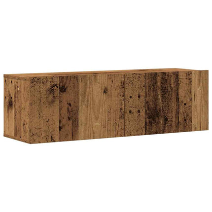 Väggmonterad TV-möbelset 4 delar gammalt trä 100x30x30 cm