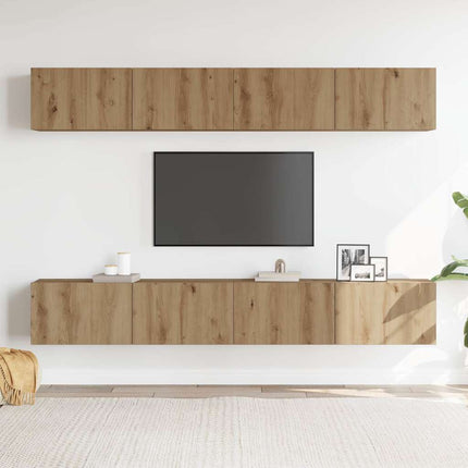 Väggmonterad TV-möbelset 4 delar Artisan Oak 100x30x30 cm