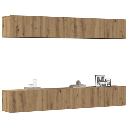 Väggmonterad TV-möbelset 4 delar Artisan Oak 100x30x30 cm