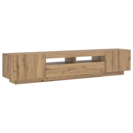 TV-bänk med LED-lampor artisan ek 200x35x40 cm konstruerat trä