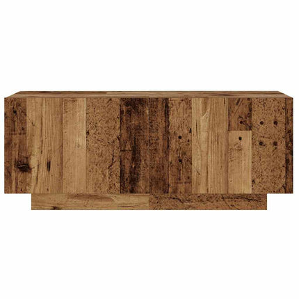 TV-bänk med LED-lampor åldrat trä 260x35x40 cm konstruerat trä