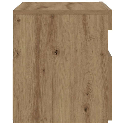 Sängbord med LED-lampor hantverksmässig ek 60x35x40 cm