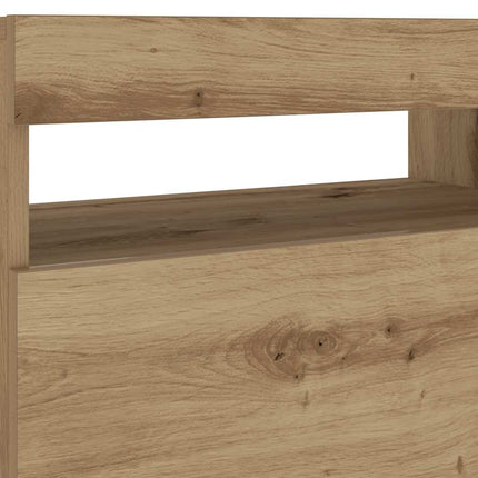 Sängbord med LED-lampor hantverksmässig ek 60x35x40 cm