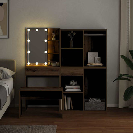 Sminkbordsset med LED Artisan ek konstruerat trä